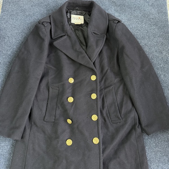 Vintage Fox Knapp Pea Coat Mens 46 Blue Wool Double Breasted Navy USA Nautical